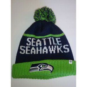 NFL‎ Seattle Seahawks w: PomPom Beanie Knit Cap. One Size Fits Most.